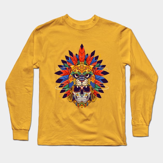 Mexican Jaguar Warrior Long Sleeve T-Shirt by Mas que tacos